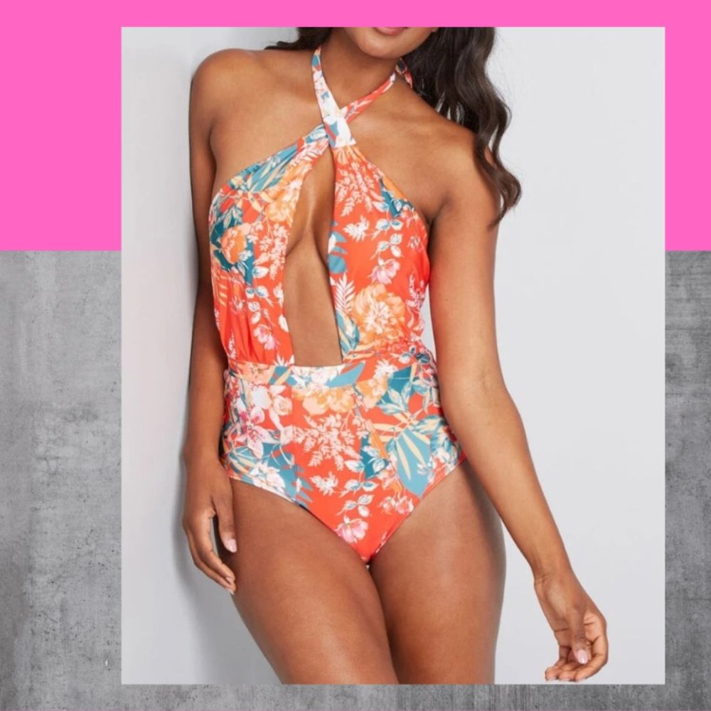 New ModCloth Crisscross Halter-Straps Swimsuit